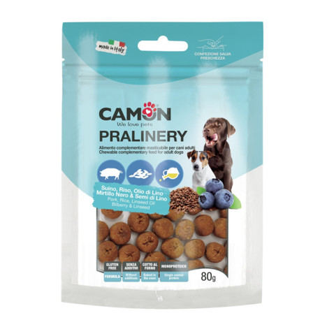 Pralinky Camon pre psa - bravčové, čučoriedky a ľanové semienka 80g Camon - 1