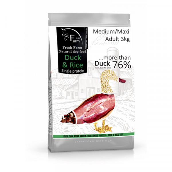 Fresh Farm Adult Medium&Maxi Single Protein - Duck & Rice 3kg Fresh Farm - 1