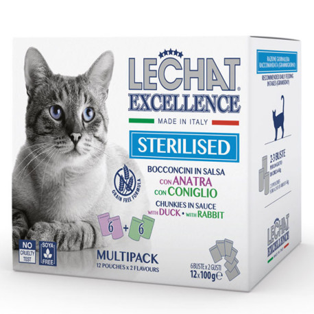 Monge LeChat Excellence Sterilised Cat Rabbit and Duck Chunks 12x100g Monge Italy - 1
