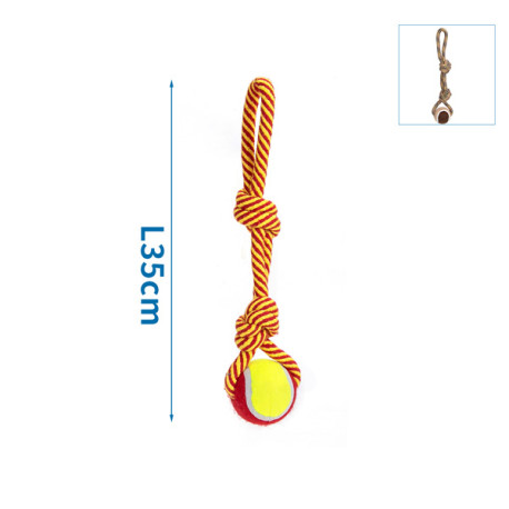 Bavlnené lano s loptou - 35cm (červené/hnedé) Nobleza - 1