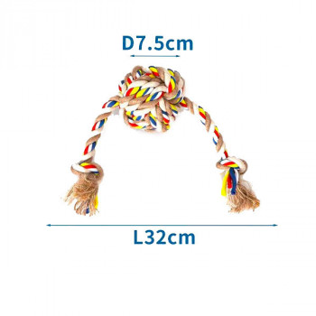 Bavlnené lano s loptou a 2 uzlami Nobleza - 32cm (béžové) Nobleza - 1
