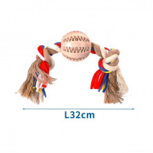 Bavlnené lano s dvoma uzlami Nobleza - 32cm (béžové) Nobleza - 1