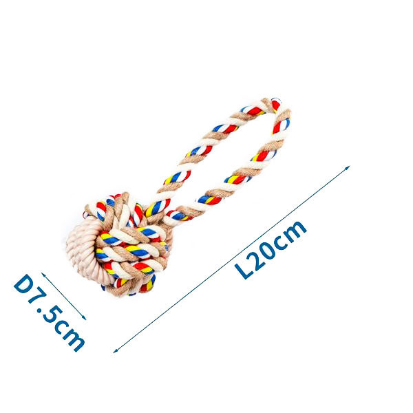 Bavlnené lano s loptou a rúčkou - 20cm (béžové) Nobleza - 1
