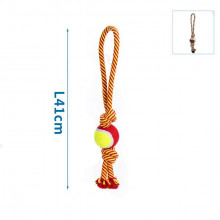 Bavlnené lano s loptou - 41cm (červené/hnedé) Nobleza - 1