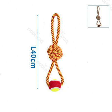 Bavlnené lano s uzlom a loptou - 40cm (červené/hnedé) Nobleza - 1