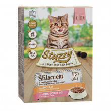 Stuzzy Cat Shreds Multipack - Kitten trhané kuracie a bravčové mäso 12x85g Agras Delic - 1