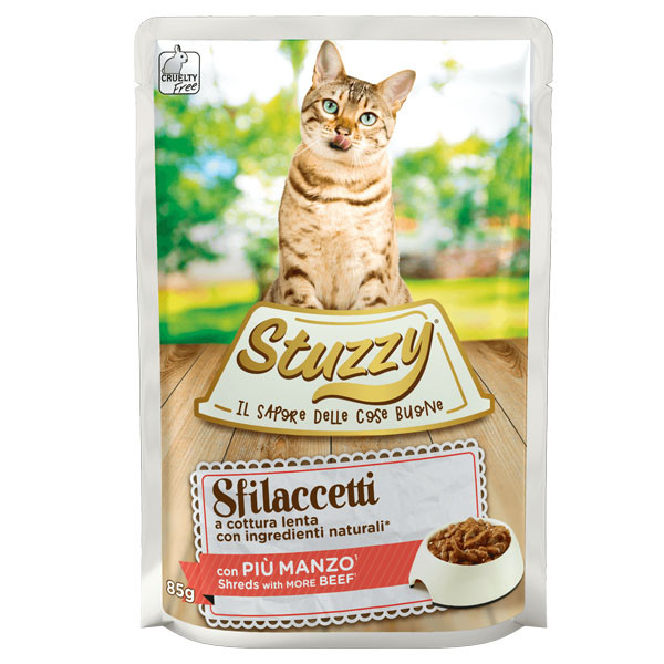 Stuzzy Cat Shreds - Trhané hovädzie mäso 85g Agras Delic - 1