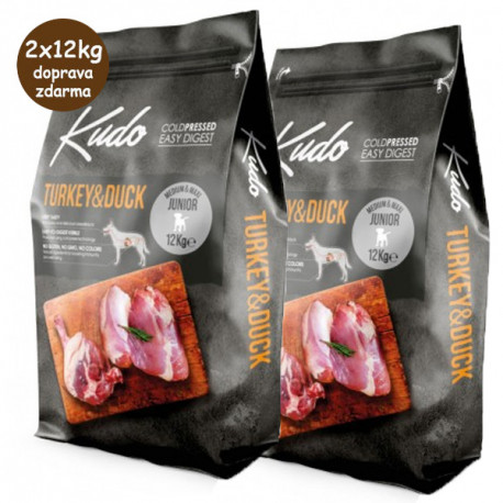 Kudo Dog Junior Medium&Maxi Turkey & Duck 3kg Kudo - 3