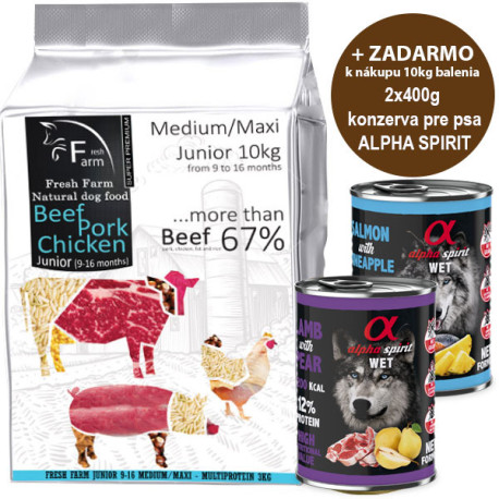 Fresh Farm Junior 9-16 Medium&Maxi - Multiprotein 10kg Fresh Farm - 1