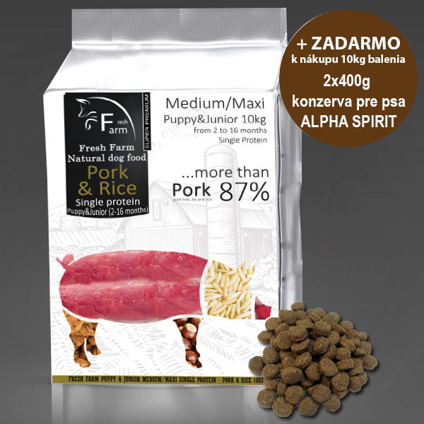 Fresh Farm Puppy&Junior Single Protein Medium&Maxi - Pork & Rice 10kg Fresh Farm - 1