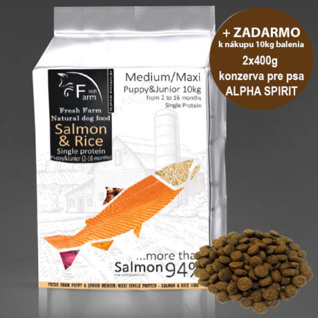 Fresh Farm Puppy&Junior Single Protein Medium&Maxi - Salmon & Rice 10kg Fresh Farm - 1