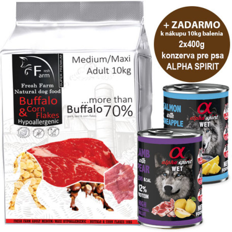 Fresh Farm Adult Medium&Maxi Intolerance - Buffalo & Cornflakes 10kg Fresh Farm - 1