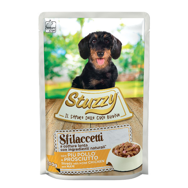 Stuzzy Dog Shreds - Trhané kuracie so šunkou 100g Agras Delic - 1