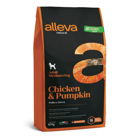 Alleva Natural Dog Adult Medium Chicken & Pumpkin 12kg Diusapet - 1