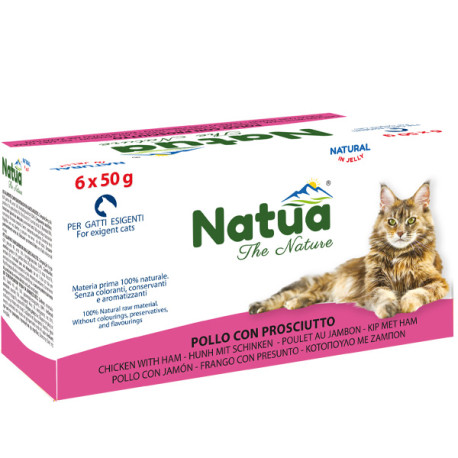 Natua Cat Adult Multipack - Kuracie filety a šunka 6x50g  - 1
